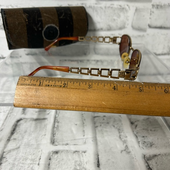 Vintage Fendi Sunglasses Made in Italy 130 Gold Black 90S - Picture 5 of 10